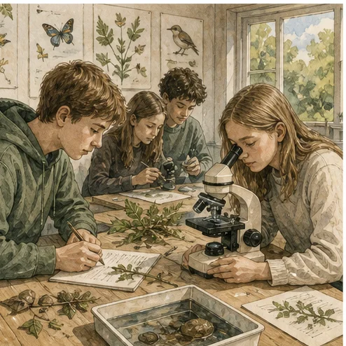 Vetenskaplig illustration av biologi i årskurs 7–9.