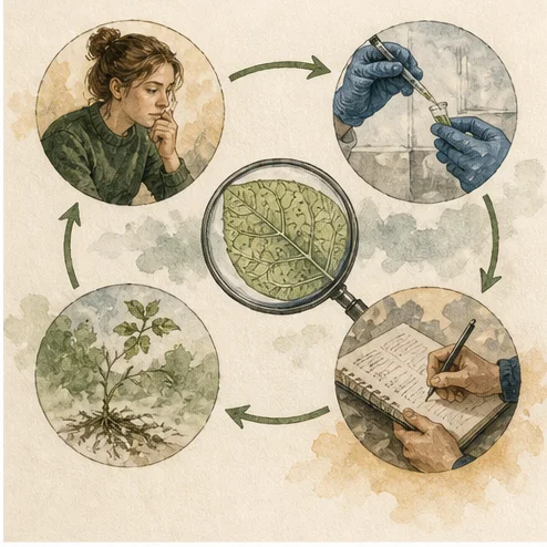 Vetenskaplig illustration av gymnasiearbete i biologi.