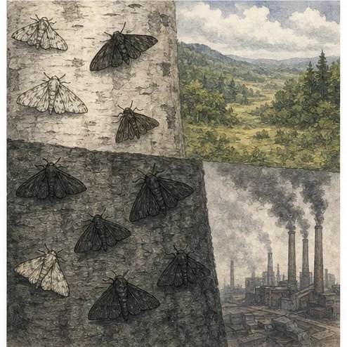 Vetenskaplig illustration av naturligt urval.