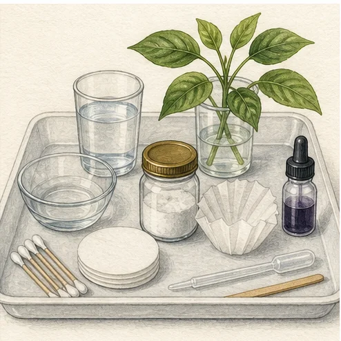 Vetenskaplig illustration av köpguide: experimentlådor för biologi.