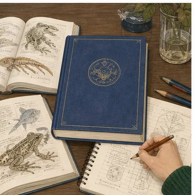 Vetenskaplig illustration av böcker till biologi 2.