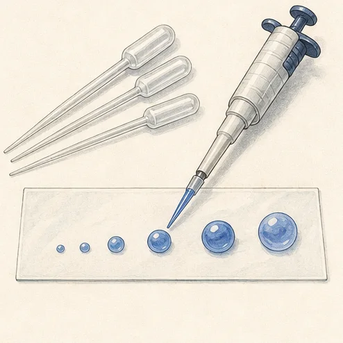 Vetenskaplig illustration av pipetter.