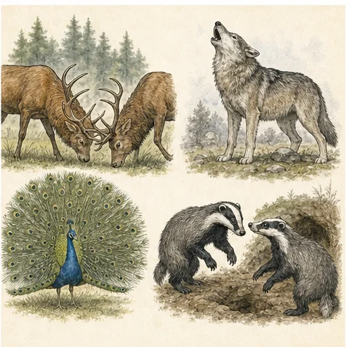 Vetenskaplig illustration av djurs beteende.